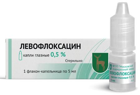 Фото Левофлоксацин 0.5%, капли глазные, 5 мл.