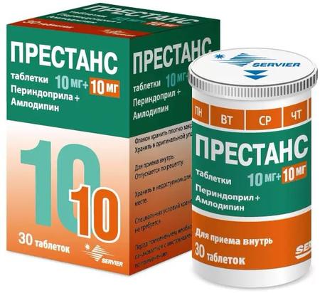 Фото Престанс, таблетки 10 мг+10 мг, 30 шт.
