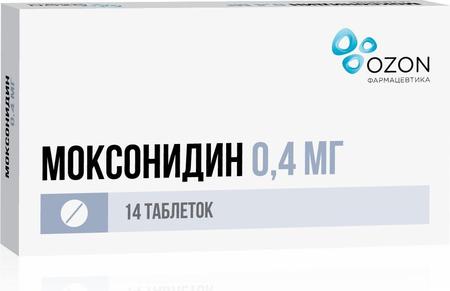 Фото Моксонидин, таблетки покрыт. плен. об. 0.4 мг, 14 шт.
