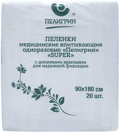 Фото Пелигрин Super, пеленки медицинские впитывающие одноразовые нестерильные 90 см х 180 см, 20 шт. Фото Пелигрин Super, пеленки медицинские впитывающие одноразовые нестерильные 90 см х 180 см, 20 шт.