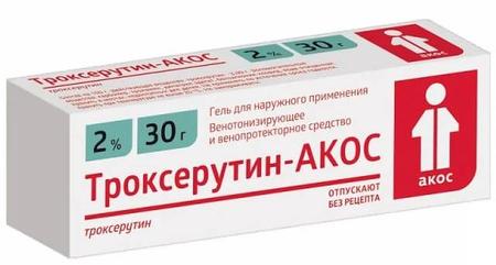 Фото Троксерутин-Акос гель д/наруж прим 2 % туба 30 г х1 Фото Троксерутин-Акос гель д/наруж прим 2 % туба 30 г х1