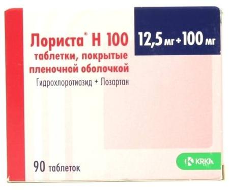 Фото Лориста Н100, таблетки покрыт. плен. об. 100 мг+12,5 мг, 90 шт.