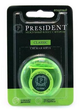 Фото ПрезиДент Классик, нить зубная вощеная (мята), 50 м