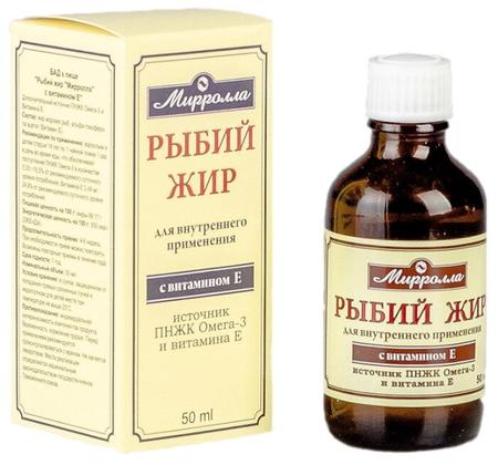 Фото Рыбий жир с витамином Е (Мирролла), 50 мл