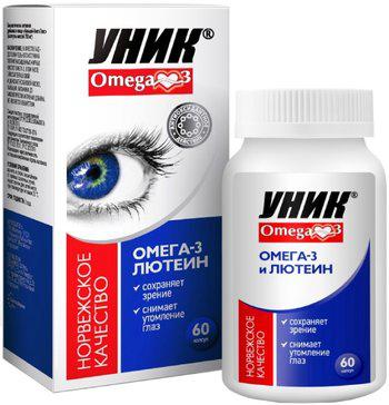 Фото Уник Омега-3 с лютеином и зеаксантином,  капсулы 700 мг, 60 шт.
