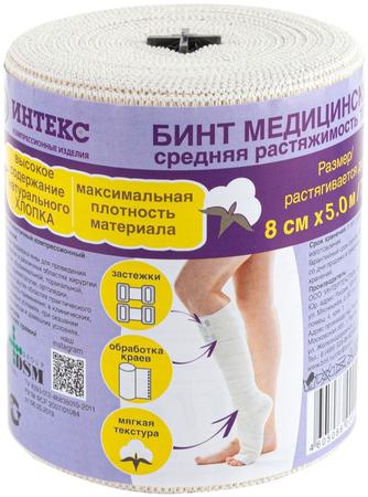 Фото Бинт эластичный компрессионный средней растяжимости Интекс, 5 м х 8 см Фото Бинт эластичный компрессионный средней растяжимости Интекс, 5 м х 8 см