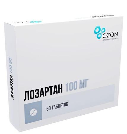 Фото Лозартан, таблетки, покрытые пленочной оболочкой 100 мг, 60 мг