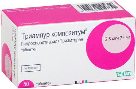 Фото Триампур Композитум, таблетки 12.5 мг+25 мг, 50 шт.