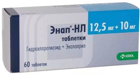 Фото Энап-НЛ, таблетки 12,5 мг+10 мг, 60 шт.
