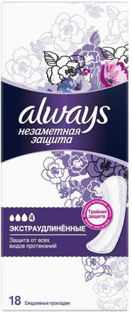 Фото Always Single Незаметная защита, прокладки экстраудлиненные ежедневные, 18 шт.