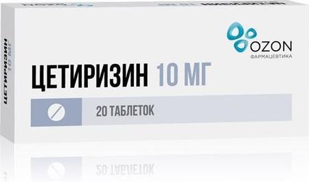 Фото Цетиризин, таблетки покрыт. плен. об. 10 мг (Озон), 20 шт. Фото Цетиризин, таблетки покрыт. плен. об. 10 мг (Озон), 20 шт.