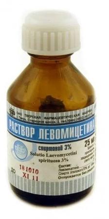 Фото Левомицетин, раствор спиртовой 3%, 25 мл