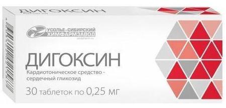 Фото Дигоксин, таблетки 0.25 мг, 30 шт.