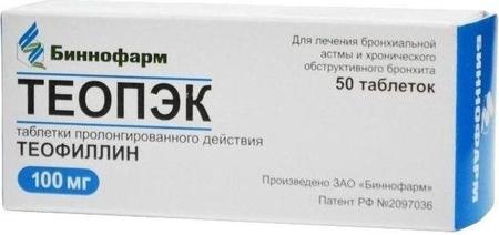 Фото Теопэк, таблетки пролонг. 100 мг, 50 шт.